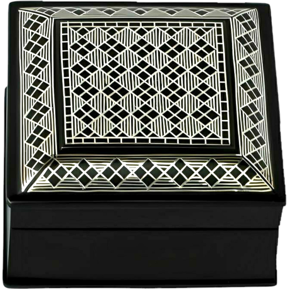 Bidriware Art Work Handcrafted Square Silver Inlay Jewellery Box - 0