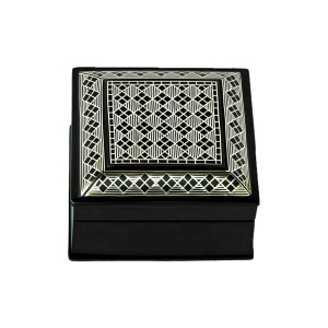 Bidriware Art Work Handcrafted Square Silver Inlay Jewellery Box
