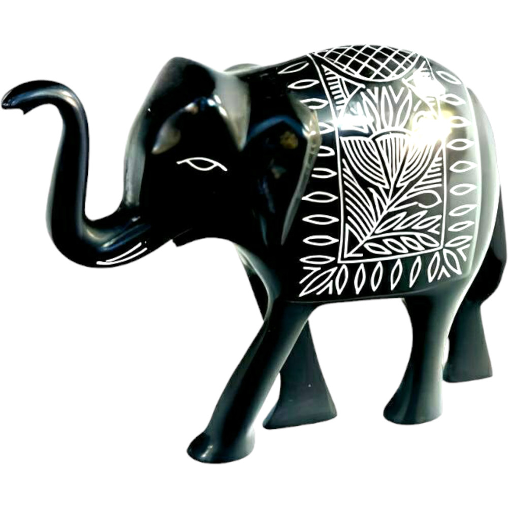 Bidriware Handcrafted Black Metal Elephant Tarkashi Decorative Showpiece - 0