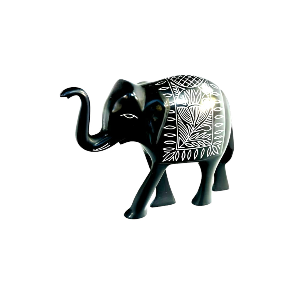 Bidriware Handcrafted Black Metal Elephant Tarkashi Decorative Showpiece
