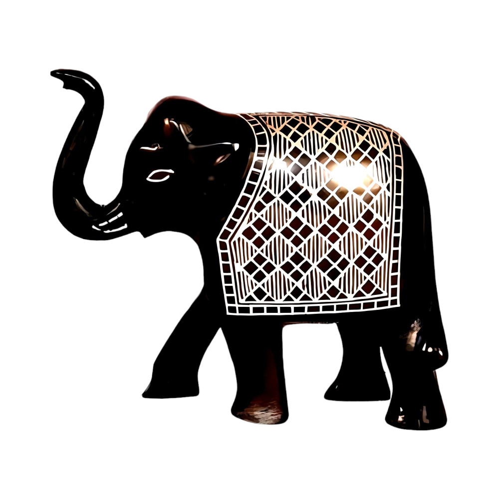 Black Metal Bidri Art Work Elephant Decorative Showpiece - 0