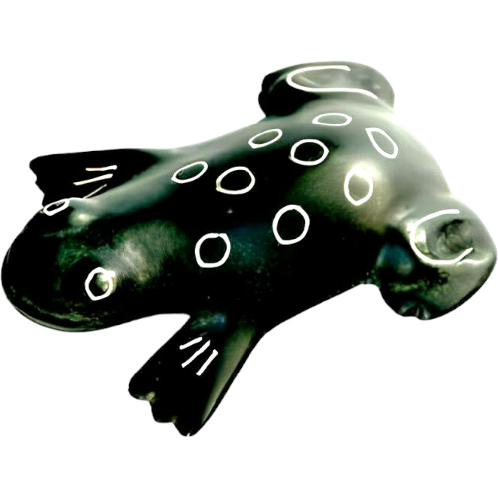 Hand Crafted Bidriware Black Metal Decorative Frog Showpiece - 0