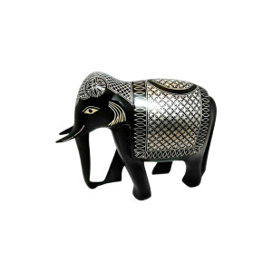 Handcrafted Bidriware Black Metal Silver Elephant Decorative Showpiece
