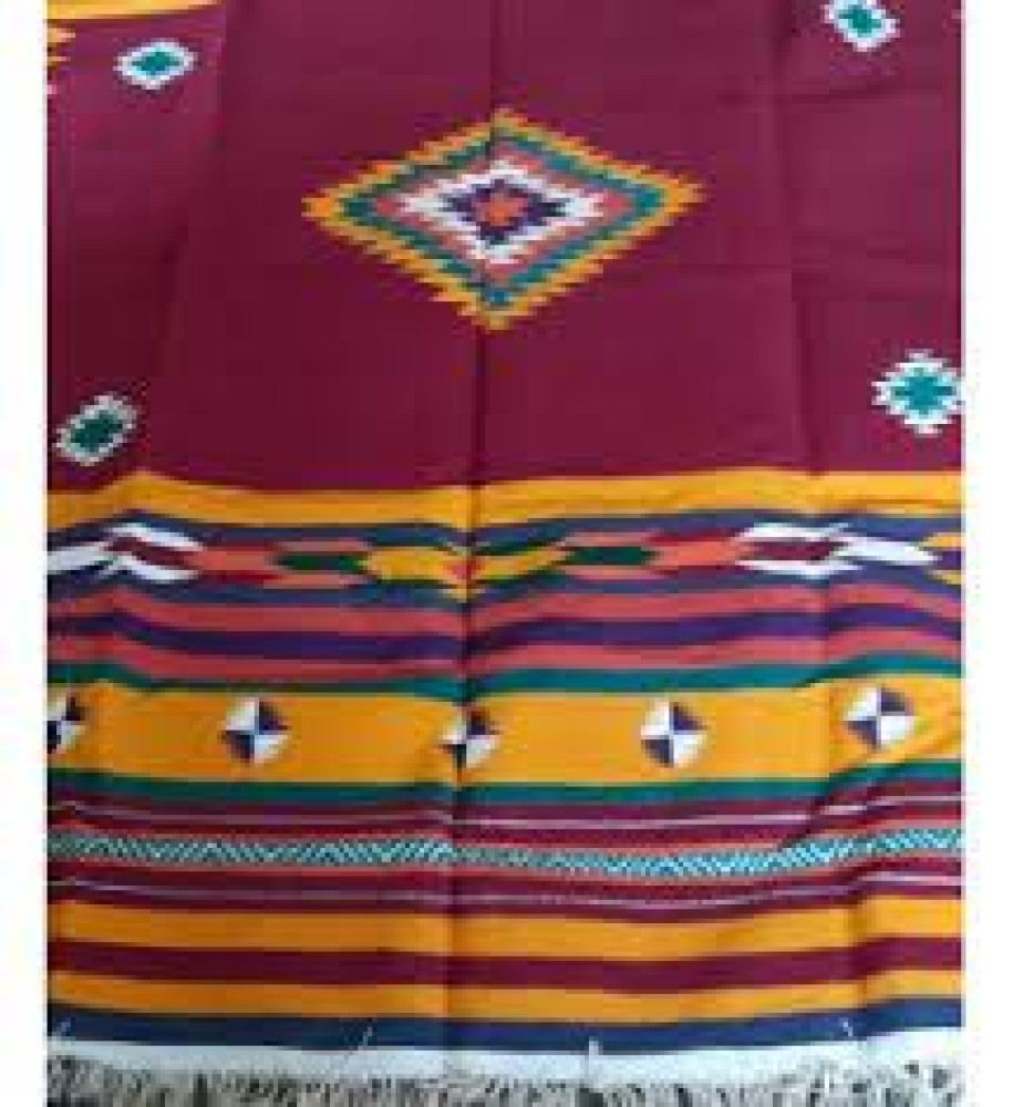 Traditional Hand Woven Karnataka Special Navalgund Designer Durrie Maroon Color - 0