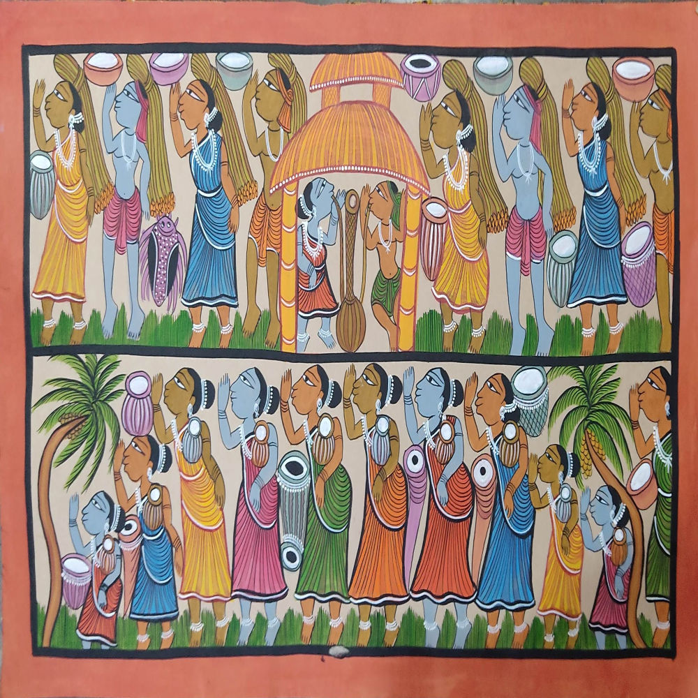 Adivasi Marriage Bengal Patachitra Art