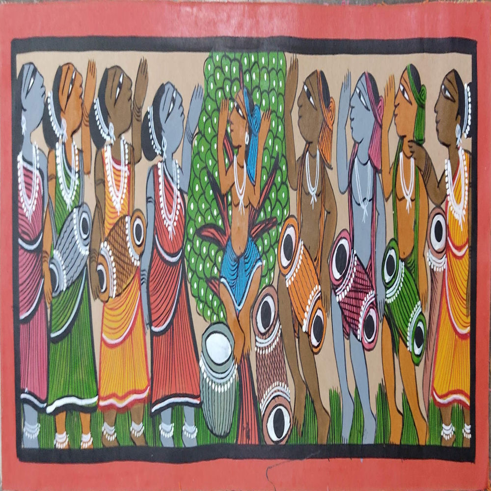 Adivasi Tribe Dancing Bengal Patachitra Art