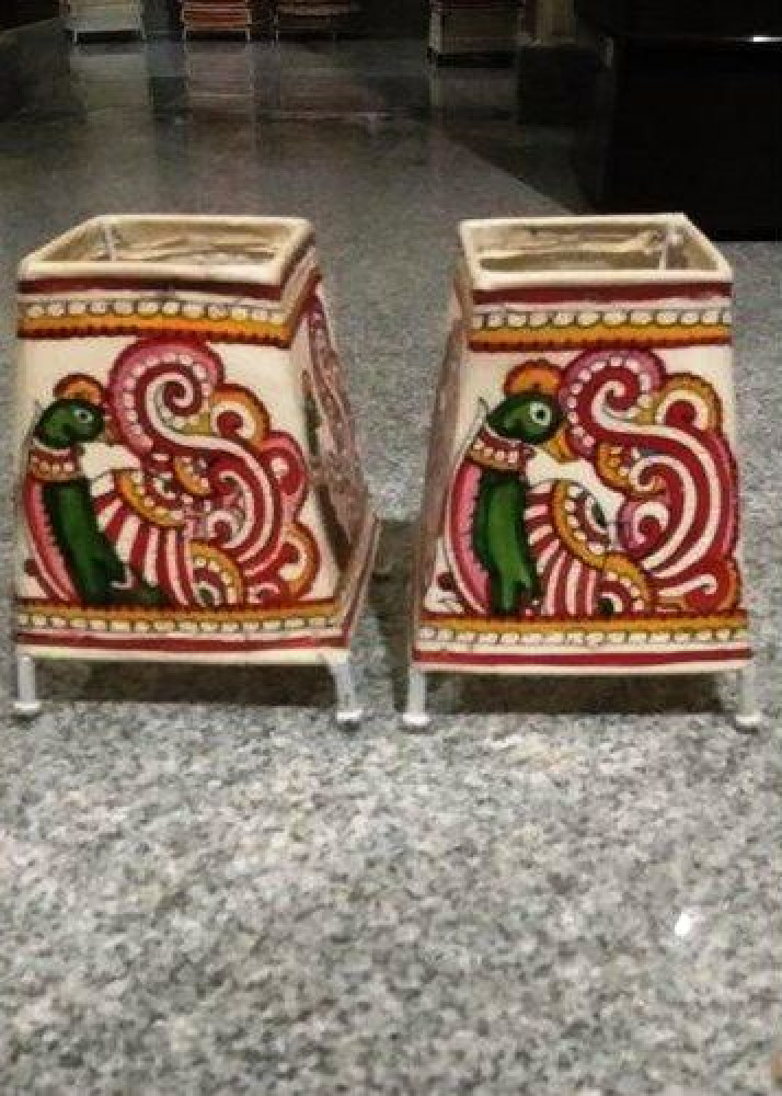 Andhra Pradesh Leather Puppetry Decorative Showpiece Lamp (Set of 2)