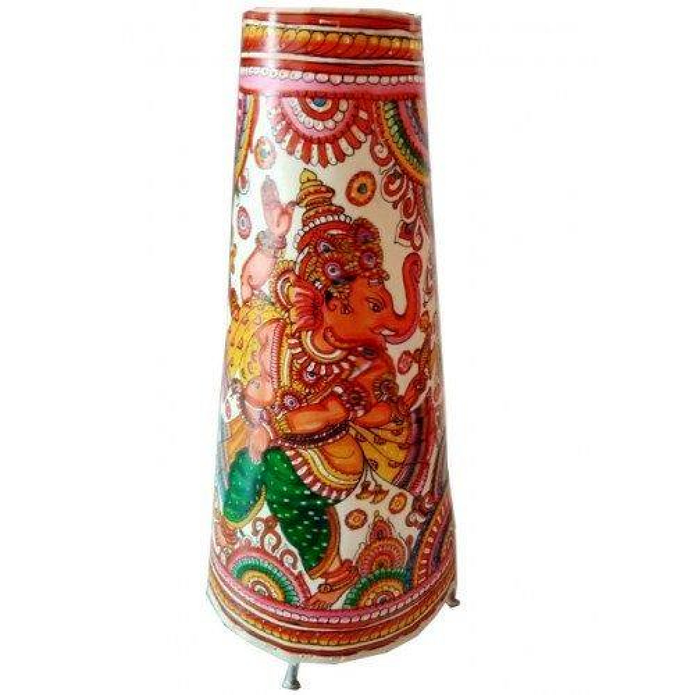 Andhra Pradesh Leather Puppetry Floral Ganesha Decorative Showpiece Lamp