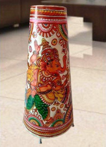Andhra Pradesh Leather Puppetry Ganesha Printed Decorative Showpiece Lamp