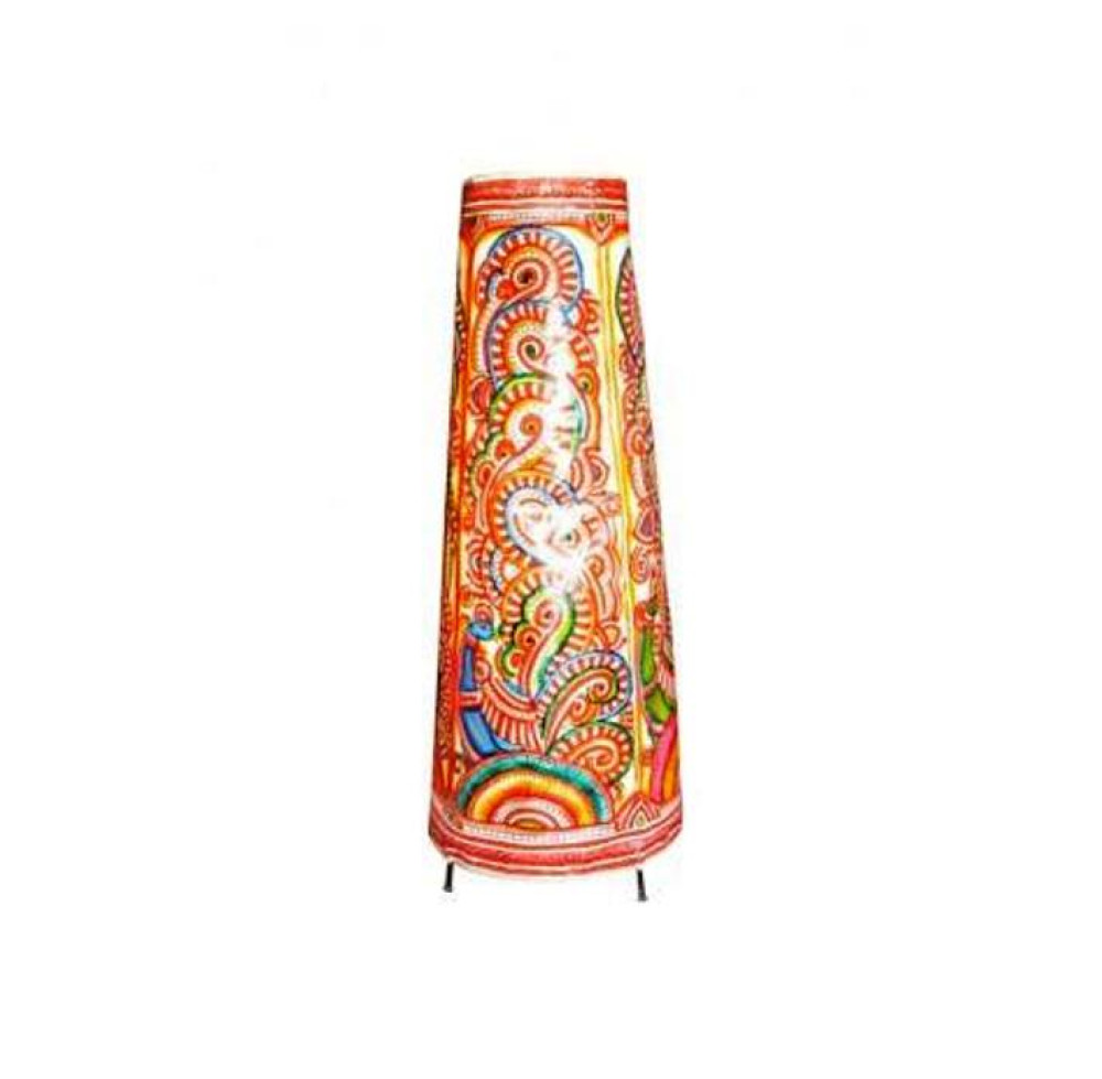 Andhra Pradesh Leather Puppetry Lamp Shade Peacock Wings Colorful Print