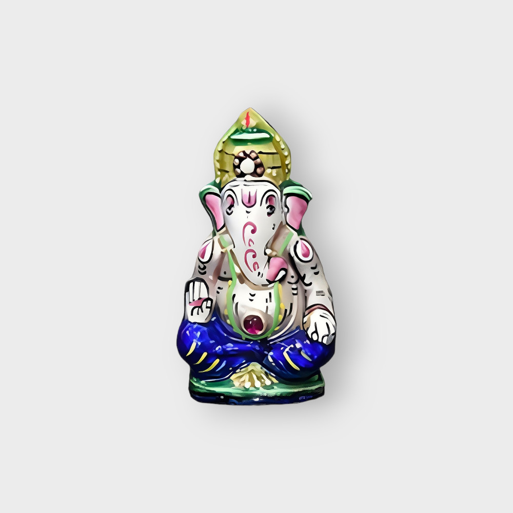 Ashirwad Pose Silver Ganesha Meenakari Craft