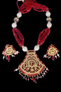 Authentic Handicraft Thewa Art Gold Work Jewellery In Red