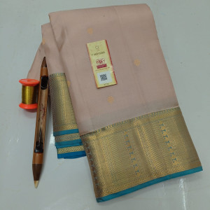 Authentic Kancheepuram Korvai Traditional Pure Silk Sarees With Silkmark Tag - Pink Colour with Golden Border