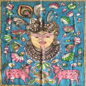 Authentic Karuppur kalamkari Goddess of Animals Themed Painting