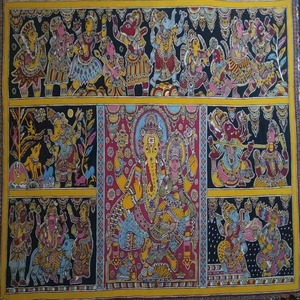Authentic Karuppur Kalamkari Life of Lord Ganesh Multi Depiction