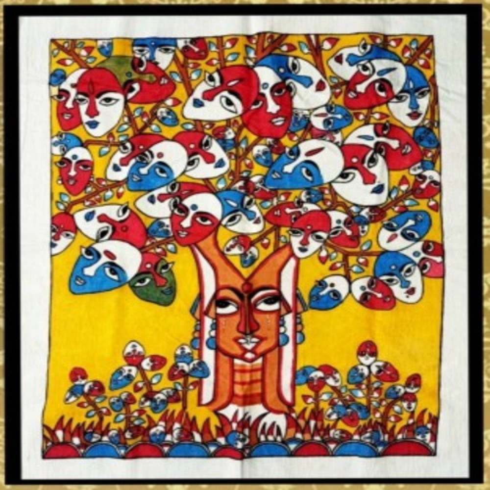 Authentic Karuppur Kalamkari Painting Tree of faces Themed
