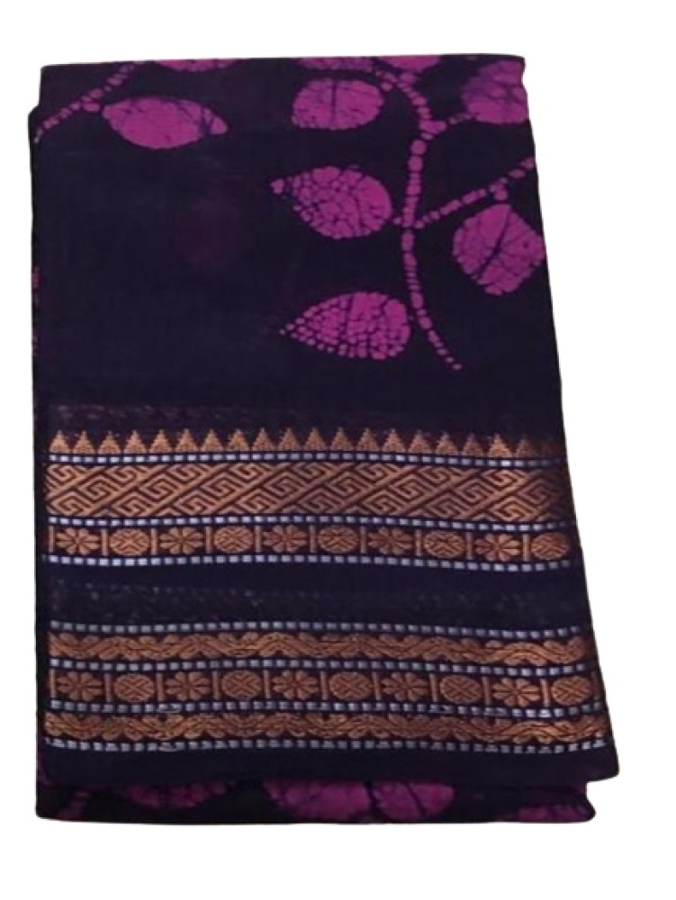Authentic Madurai Sungudi Dark Violet Themed Classical Patterned Zari Sarees