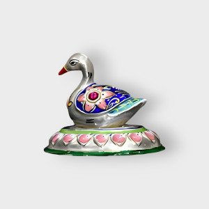 Banaras Gulabi Meenakari Craft Silver Duck