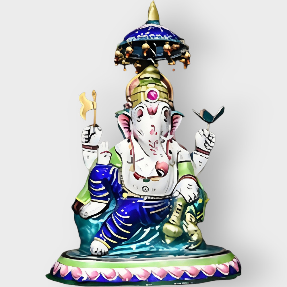 Banaras Gulabi Meenakari Craft Sitting Ganesha - 0