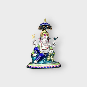 Banaras Gulabi Meenakari Craft Sitting Ganesha