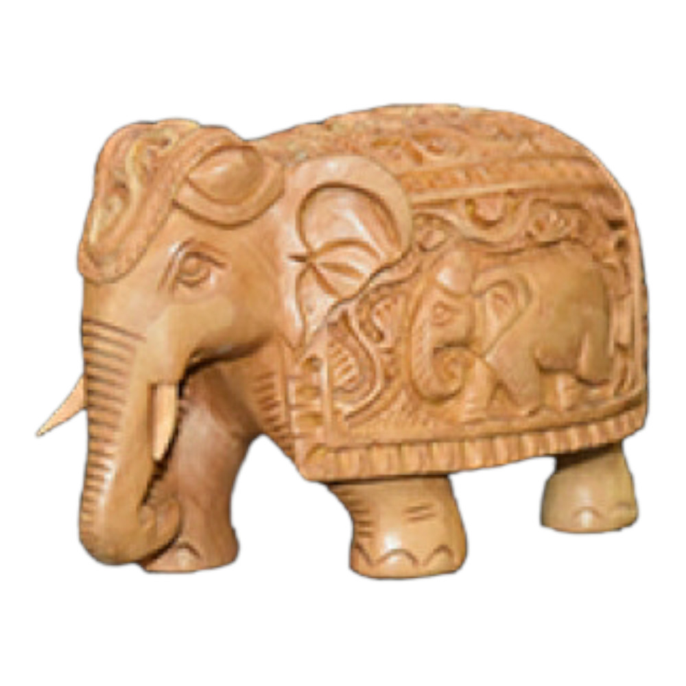 Handcarved Banaras Wooden Elephant Showpiece