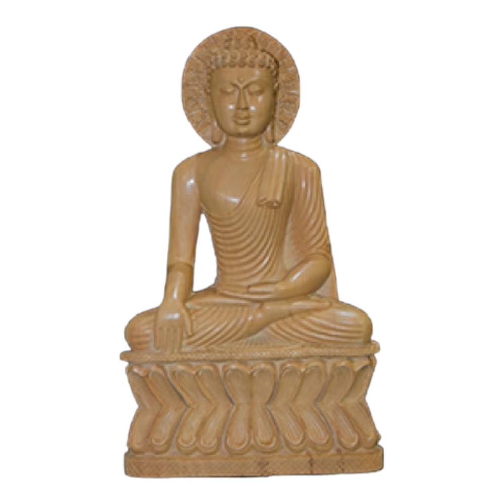 Banaras Wood Carving Rosewood Buddha Statue