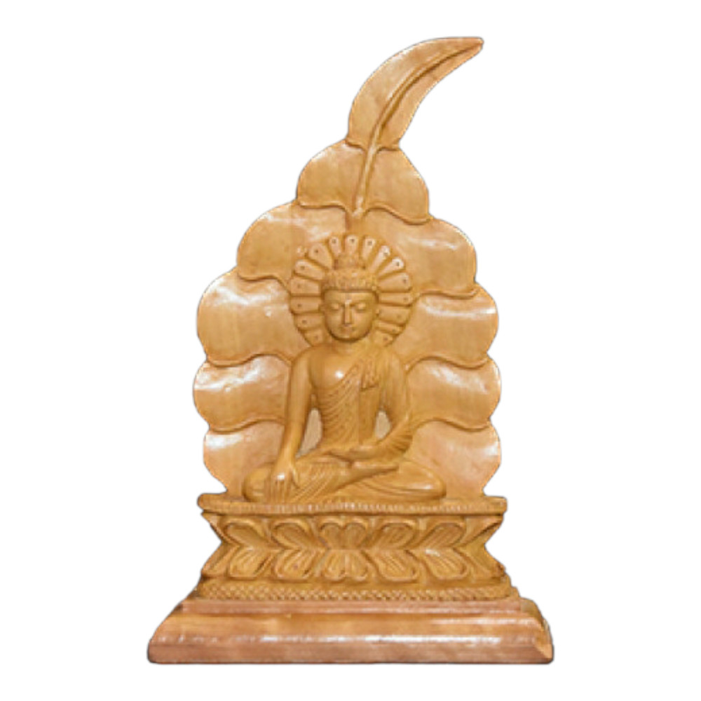Banaras Wood Carving Peepal Leaf Buddha