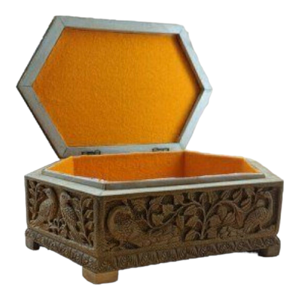 Banaras Wood Handcarved Designer Jewellery Box Set of 6