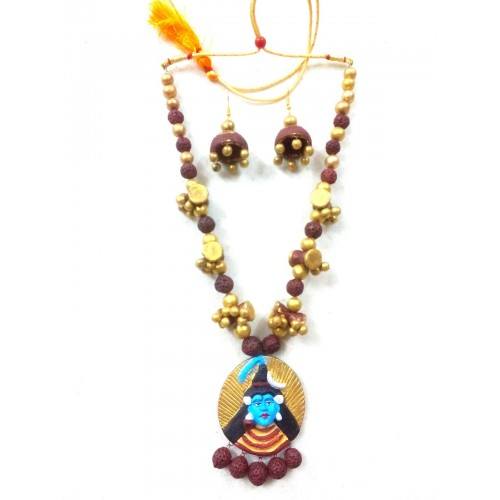 Shiva Idol Bankura Panchmura Terracotta Craft Necklace Jewellery Set