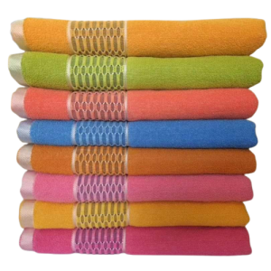 Bath Towel Multicolour with Cross Line Border set of 8