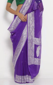 Beautiful Banarasi Lavender Chiffon Saree