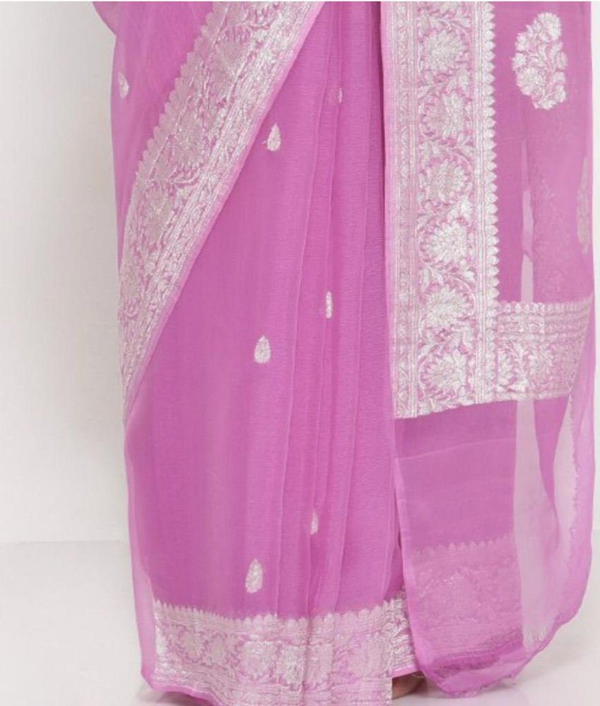 Beautiful Banarasi Light Pink Chiffon Saree