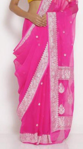 Beautiful Banarasi Pink Chiffon Saree
