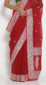Beautiful Banarasi Red Chiffon Saree