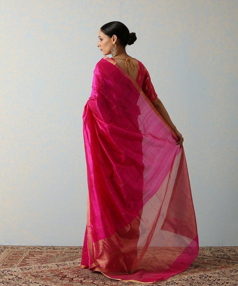 Beautiful Majenta Pink Tussar Silk