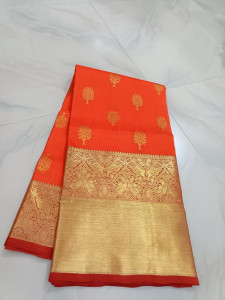 Beautiful Orange Venkatagiri saree