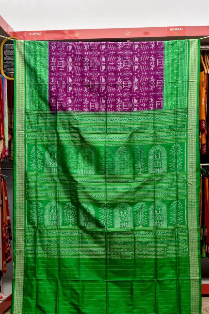 Beautiful Purple & Green Sambalpuri Silk Saree