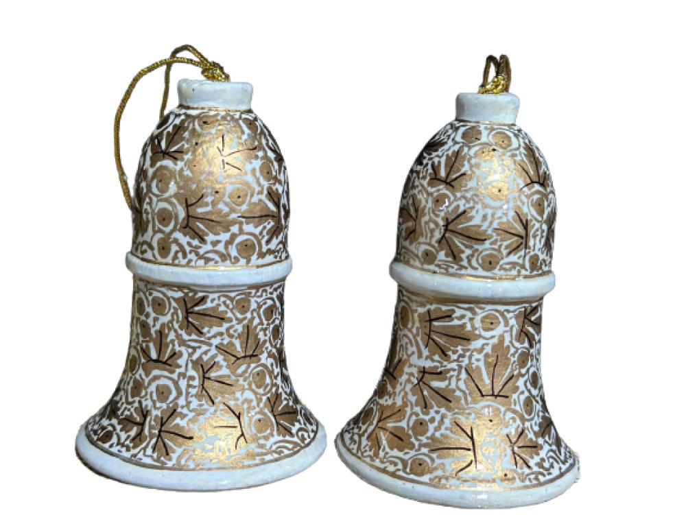 Beautiful White Christmas Bells (Gold design)