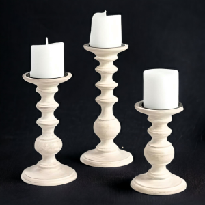 Beige Candle Stand Set Of 3