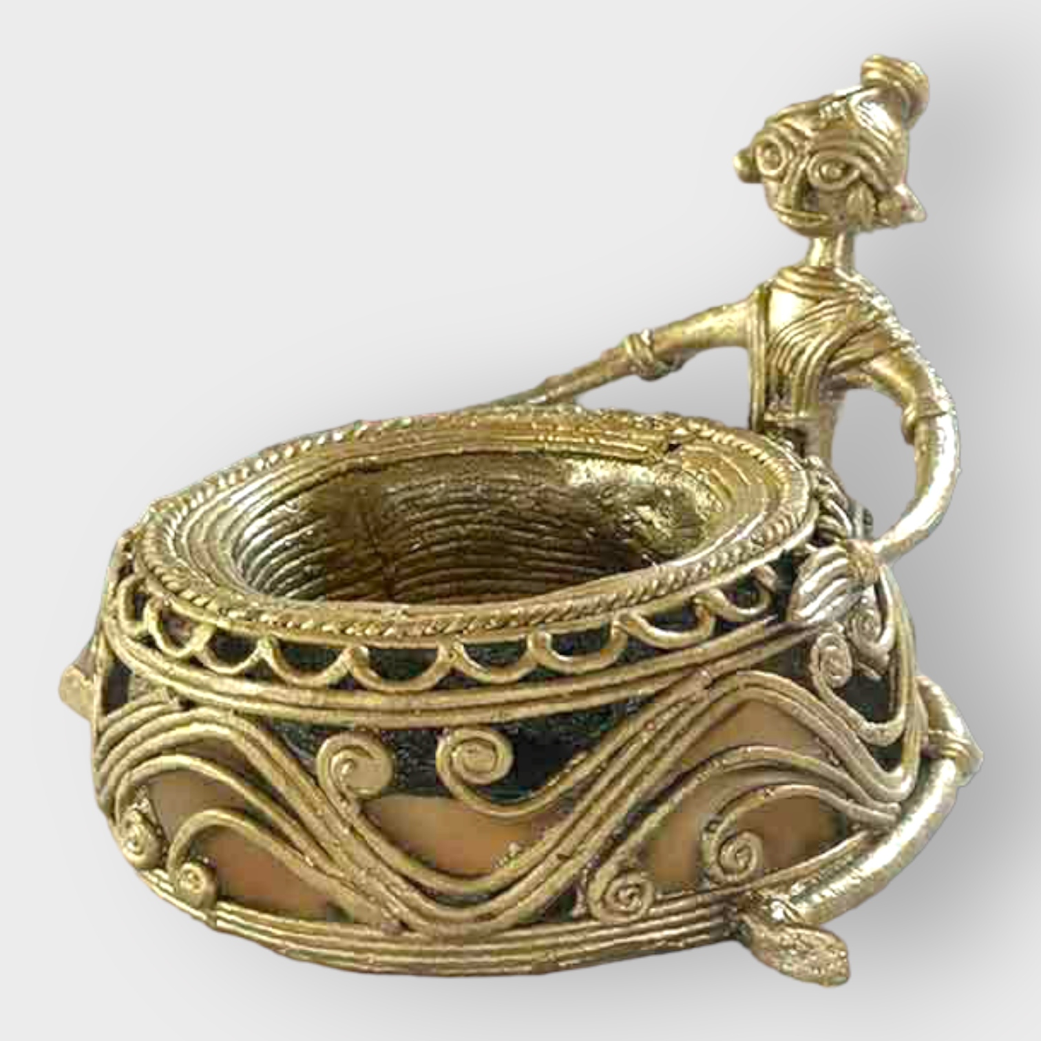 Bengal Dokra Brass Lady Candle Holder - 2
