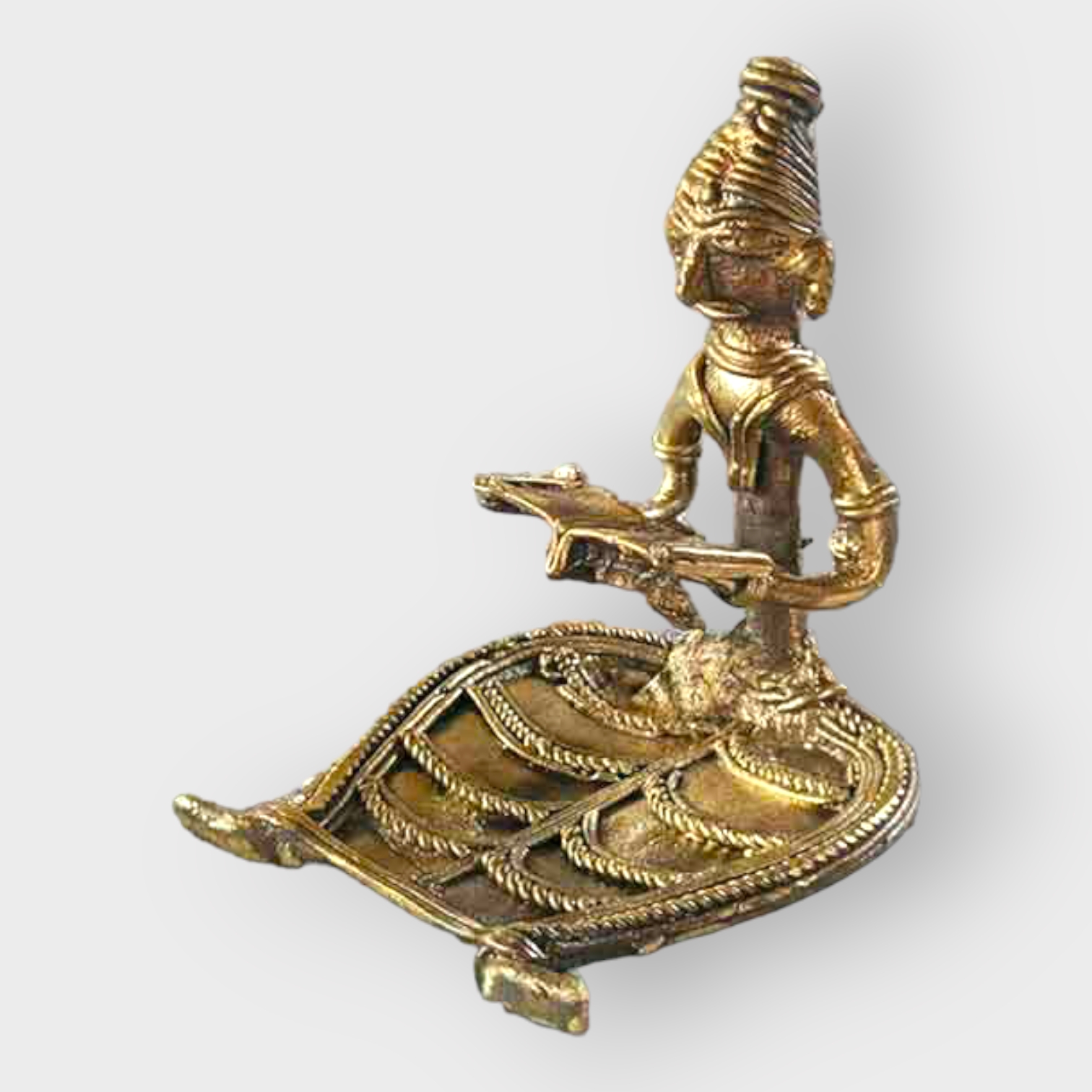 Bengal Dokra Brass Lady Reading A Book - 2