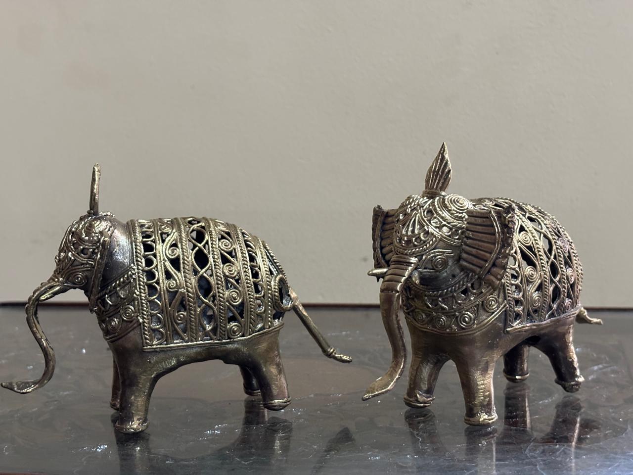 Bengal Dokra Brass Set of 2 Elephants - 1