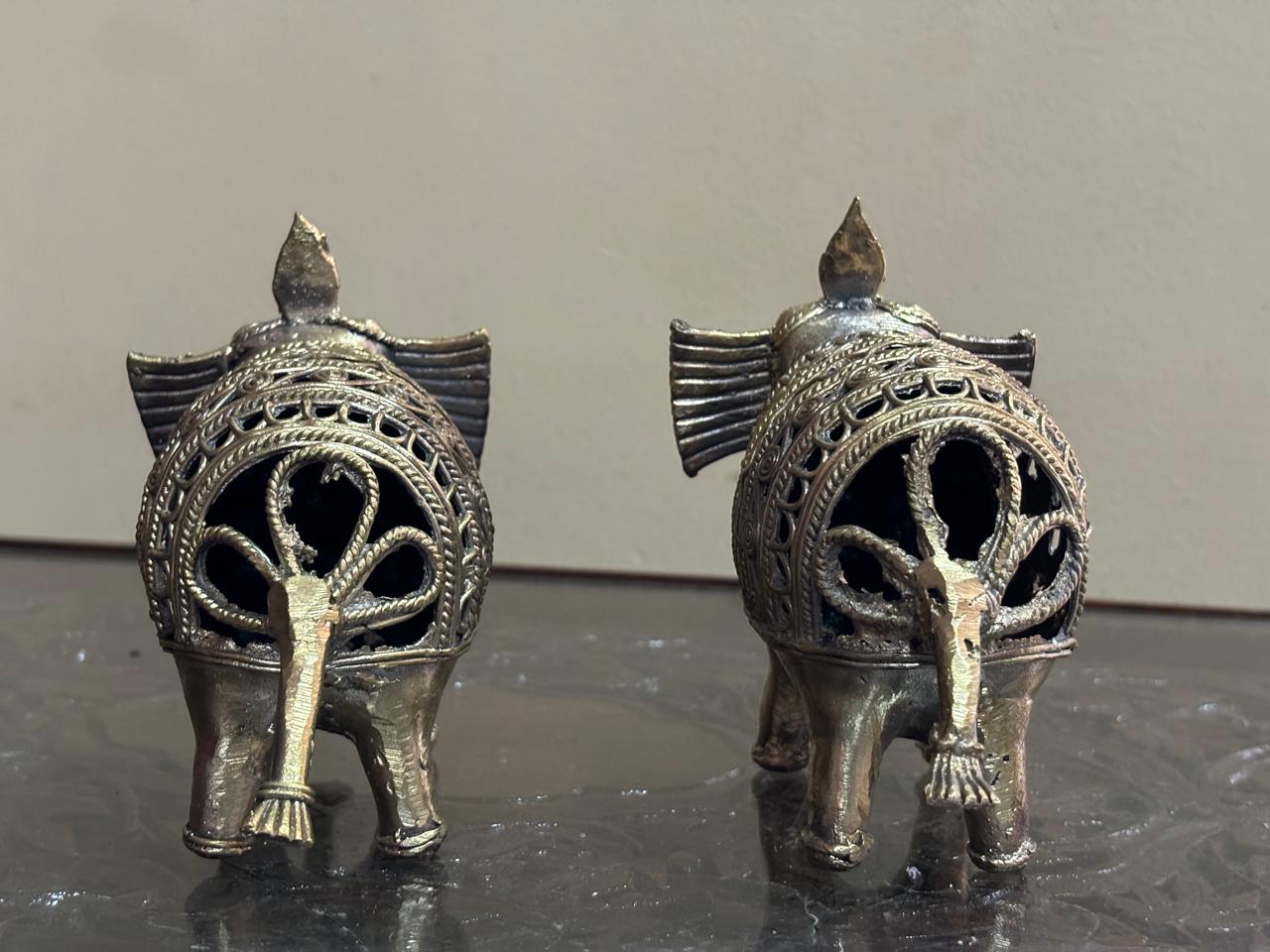 Bengal Dokra Brass Set of 2 Elephants - 2