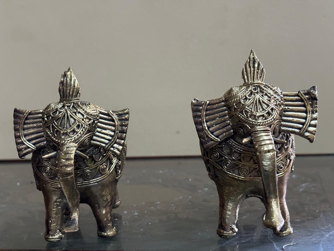 Bengal Dokra Brass Set of 2 Elephants