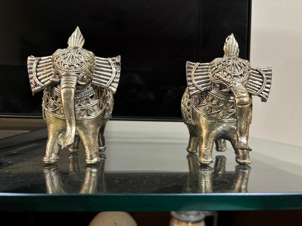 Bengal Dokra Brass Set of 2 Elephants