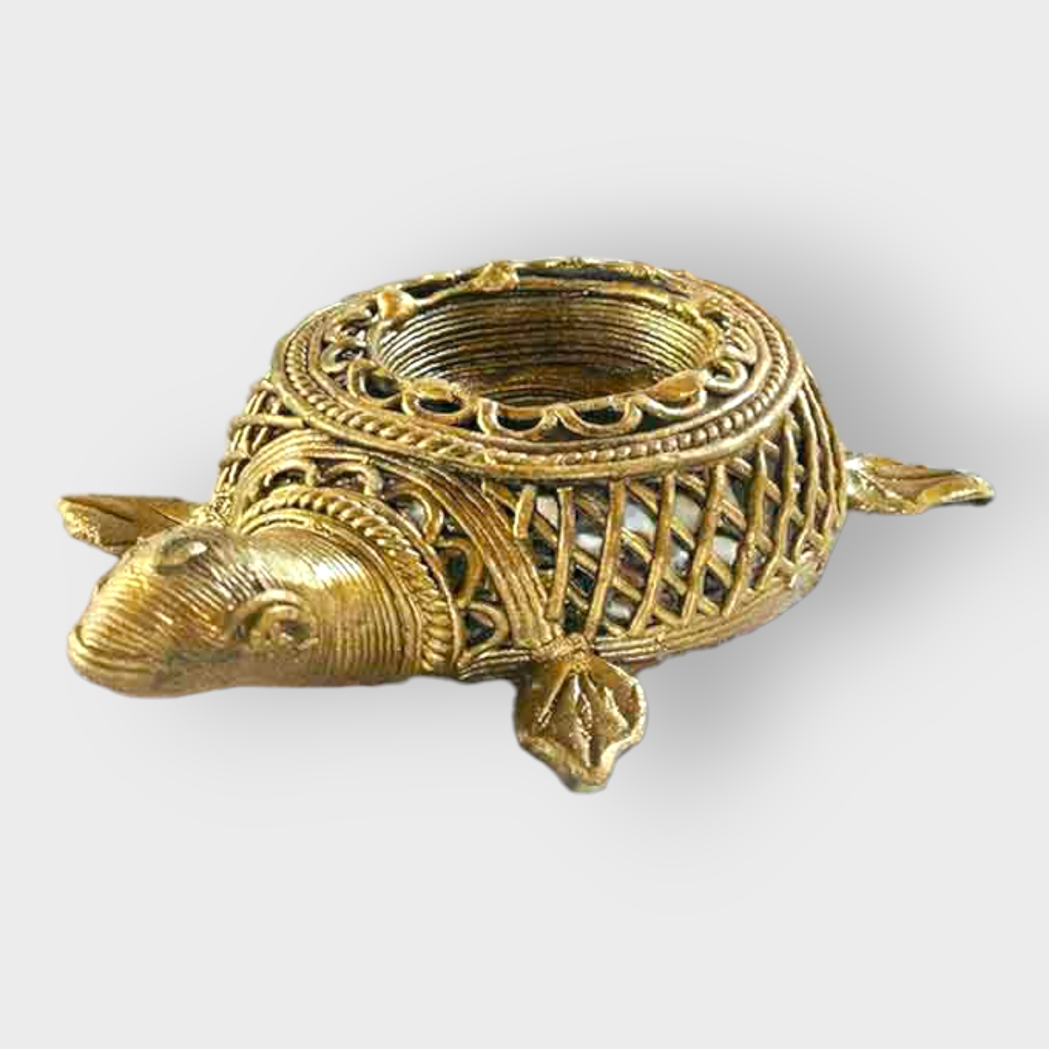 Bengal Dokra Brass Tortoise Candle Holder - 0