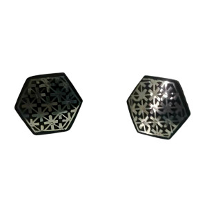 Bidriware Craft Cufflinks with Intricate Inlay Design