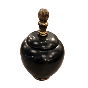 Black With Golden Design Wooden Jar