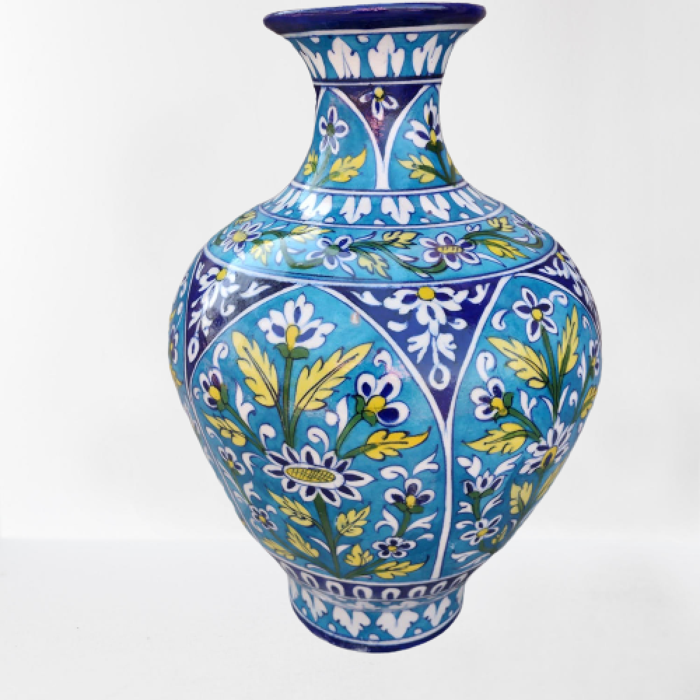 Blue Floral Indoor Plant vase (16 inch) - 0
