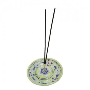 Blue Pottery Incense stick Holder Plate -Pale Green colour
